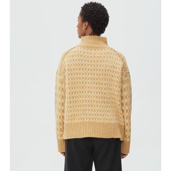 Everlane Tan the cloud checkered mock neck chunky sweater - Picture 8 of 8